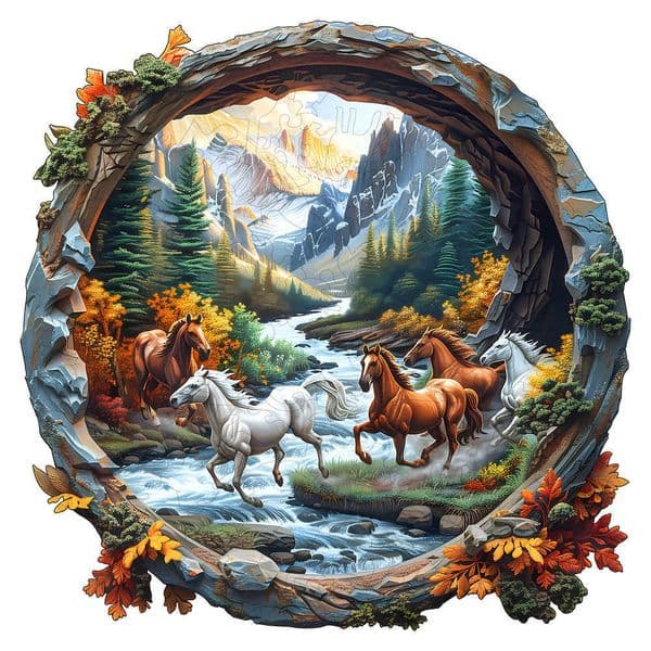Forest and Horse Wooden Puzzles Exquisite Paper Box Packaging Shaped Puzzle Toys Unique Adult Stress Relief Gifts Irregular L260604NRSP