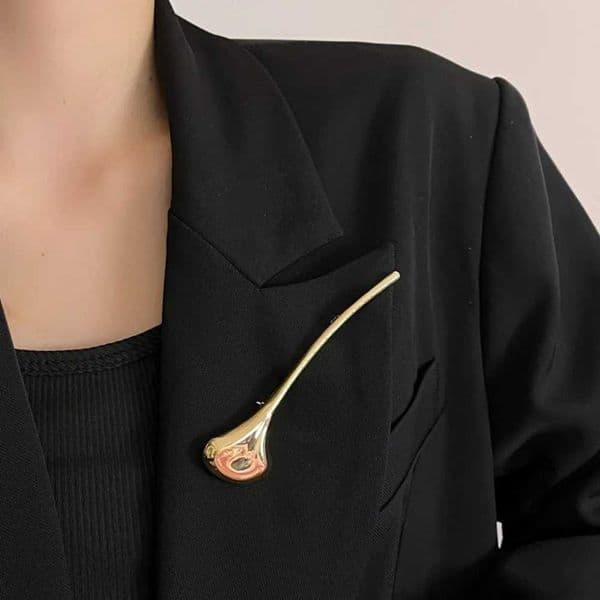 Ornament Exquisite Corsage Ginkgo Leaf Brooch French Style Elegant Long Leaf Pin Chest Flower Luxury Metal Glossy Brooch Women L2606033C15