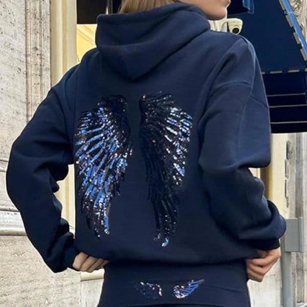 Women's Hoodies Women Free Wing Hooded Sweatshirt Pure Color Top Long Pants Clothing Suit Female 2026 Unique Fashion Street Casual Clothes