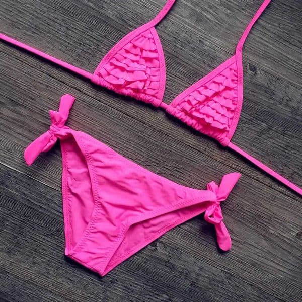 Bikini Girls Swimwear Menina Cute Kids Two Pieces Swimwear Quality Children Bathing Suits Kids Falbala Biquini Infantil 4 Colors T260604