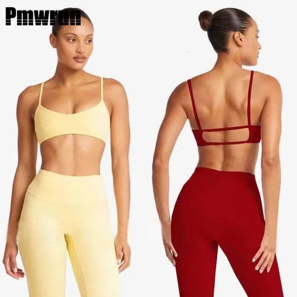 PMWRUIN 2 Piece Yoga Outfit For Women Strappy Back Sports Bra Leggings Breathable Stretchy Fitness Gym Yoga Running Wear T260604