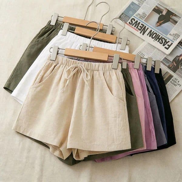 Women's Shorts 2026 Women Cotton Linen Summer Casual Solid With Pockets Wide Leg Fashion All-match Loose Sport Short Pants