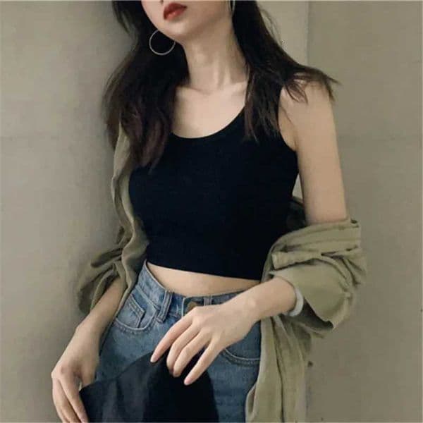 Sexy Tank Top Black Halter Crop Tops Women Summer Camis Backless Camisole Fashion Casual Tube Female Sleeveless Cropped VestT260605