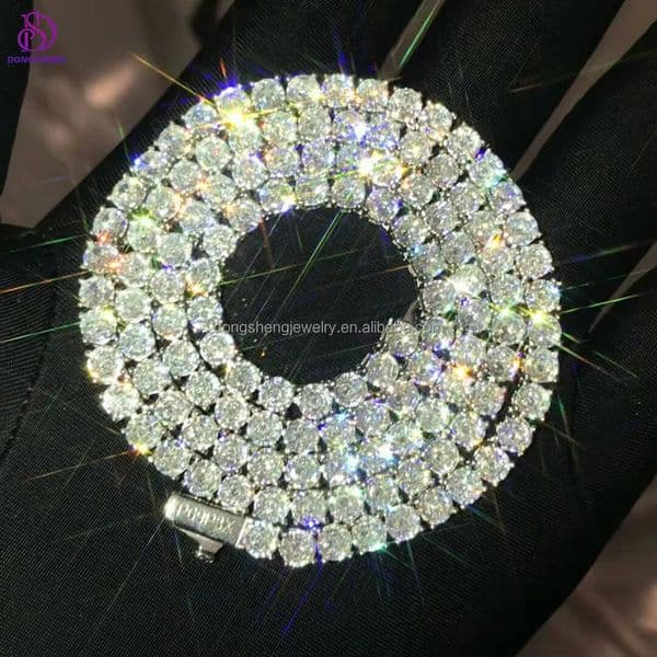 Hip Hop Fashion Jewelry Necklaces Custom 6mm Luxury 925 Silver VVS Diamond Moissanite Tennis Chain for Mens