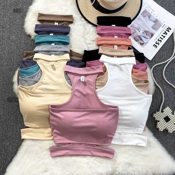 y2k Crop Top Women Halter Off-shoulder Tank Tops Build In Bra Woman Cotton Camisole Female 2023 Summer Almighty DropshippingT260605