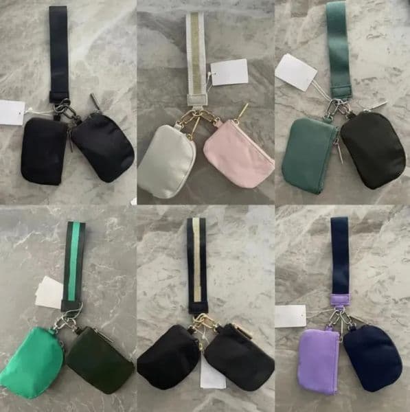 Luxury Designer Decor US Warehouse Designer Dual Pouch Black Gold Yohain Keychain Yoga Bag Mini Zip Around Wristlet Portable Wallet Bag room 30