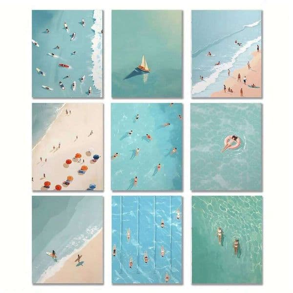 Summer Girl Swimming Pool Party Beach Sea Ocean Boat Wall Art Prints Nordic Poster Canvas Painting Picture for Living Room Decor 26Y0605