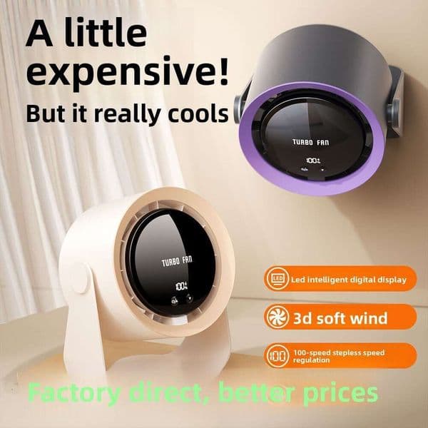 Portable Fan Handheld Fan New Model Circulation Household USB Charging Silent Desktop Turbo Wall-Mounted Tabletop Small Electric Fan