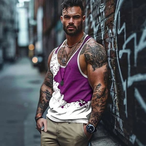 3D Graffiti Paint Printed Tank Top Gym Clothing Men Cool Streetwear Basketball Vest Quick Drying Sleeveless T-Shirt Y2k Tops 260605