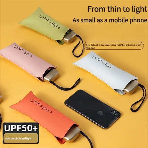 Ultra Light Small Mini Women Five Fold Umbrella Sun Proof Sun Proof Anti UV Sun Rain Dual Use Umbrella Thick Black Glue Pocket S 260604