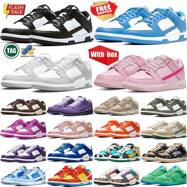 Free shipping with Designer Running Shoes Men Women Sneakers Panda Triple White Black Flat Grey Fog Orange Pink Green Red Outdoor Sports Trainers size 36-45