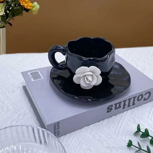 2026 Luxery New Valentines perfume Day cologne Handmade Petals White Rose Coffee Afternoon Tea Ceramic Cup Stereoscopic Simple Fashion Creative Mug Free Shippin 16