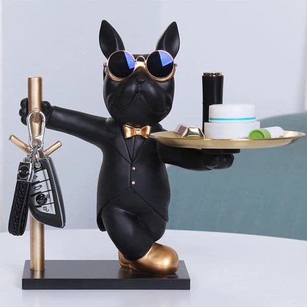 Luxury Designer Decor French Bulldog Sculpture Dog Tray Key Storage And Decoration At The Entrance Home Keychain Snack gift set Coins Holder Housewarming Gift D 11