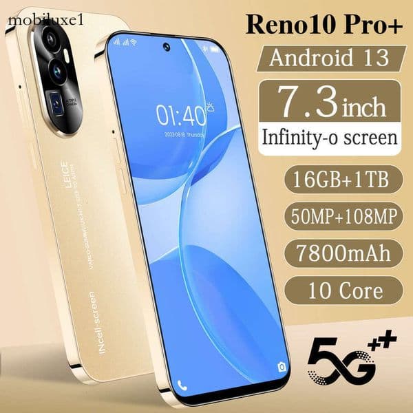 7.3-inch Reno10Pro+ with 3+64G high-definition screen, Android phone, facial ID and fingerprint ID recognition.