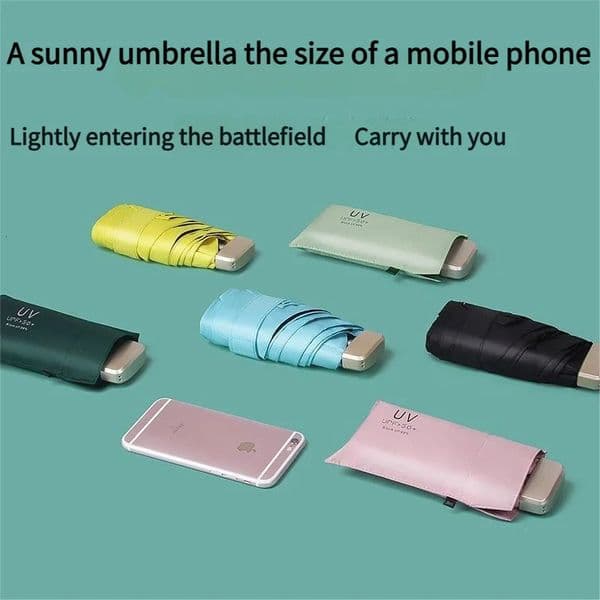 Ultra Light Small Mini Women Five Fold Umbrella Sun Proof Sun Proof Anti UV Sun Rain Dual Use Umbrella Thick Black Glue Pocket S 260604CJ