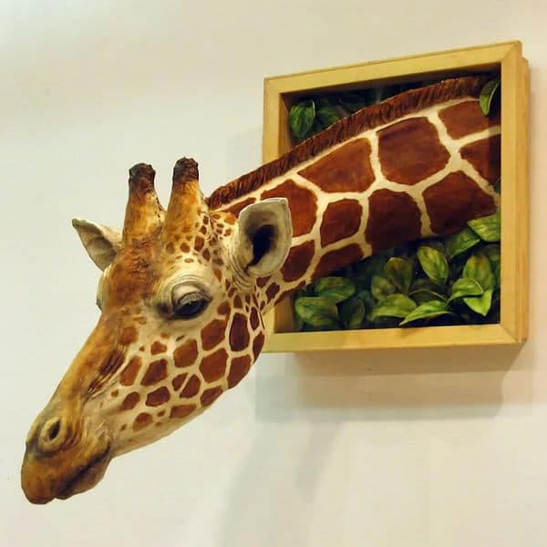 Luxury room Designer Decor Head Hanging Decorations 3D Mounted Giraffe Sculpture Wall Art Life-Like Animal Statue Ornaments For Home Decorat 6