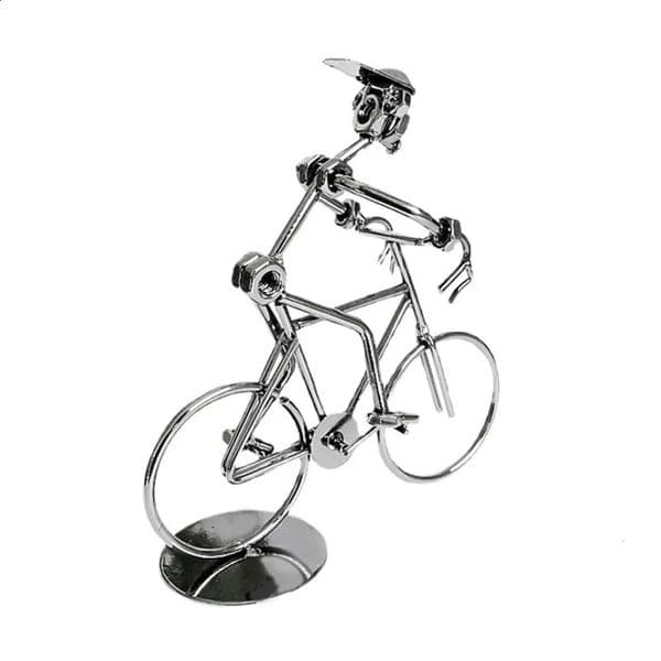 Luxury room Designer Decor 1 PCS Retro Cyclists Model Iron Art Metal Bicycle Ornament A Man Riding Bike Statue Figurine For Home Library Des 30