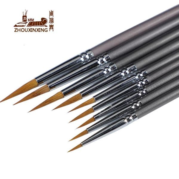 9 pcs weasel hair line book brush painting watercolor gouache oil hook pen durable thin silver birch rod art 260605