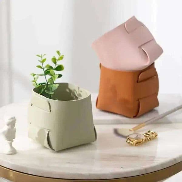 Creative Leather Storage Box Nordic Desktop Decorate Jewelry Keys Display Tray Makeup Organizer Container Books Plants Holder 26W0605