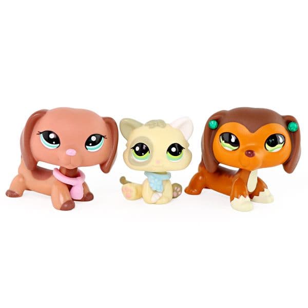 3 pcs Mini Pet Toy LPS Little Pet Figure Dachshund 2046 675 Kitten 1074 Collectible Kid Great Gift Playset
