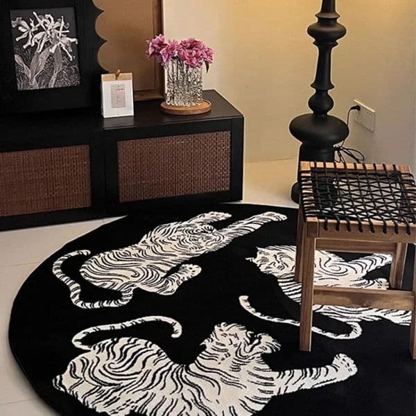 Tiger Stripes Decorate Living Room Carpet Art Bedroom Bedside Soft Floor Mats Cloakroom Coffee Table Plush Rug Tapis 260601