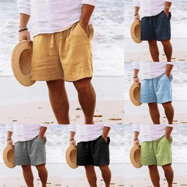 Men's Shorts 2026 Summer Loose-fit Cotton Linen Breathable Five-point Pants Casual Sports Elastic Waist Drawstring