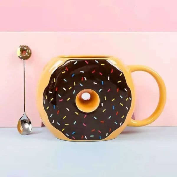 Luxury china Designer Creative Donut dinnerware Shape Coffee Cup With Handle, Ceramic Bread Biscuit Mug, Desktop Decorative Cup, Drinking Utensils Free Ship 11