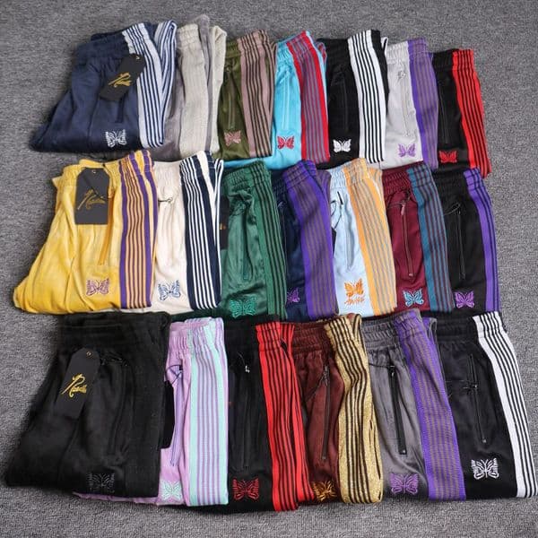 2026 high quality needles trackpants Butterfly Casual Sweatpants High Street Velvet Loose Straight Long Pants Men's Trousers