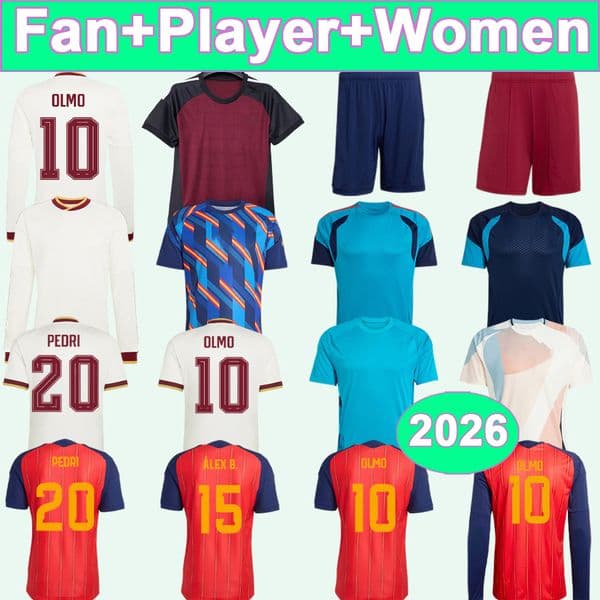 2026 Spain Mens Player Womens Soccer Jerseys National Team B.IGLESIAS FERRAN OYARZABAL LAMINE YAMAL Home Away Goalkeeper Special Edition Football Shirts