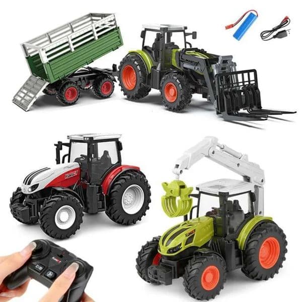 Rc Crawler 1 24 RC Farm Tractor Trailer radio control car With LED 2.4G Remote Control Simulated Agricultural Truck Machine Vehicle Model Toys For Boys Drift