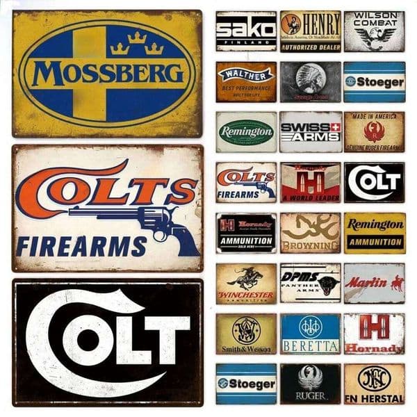 Poster Vintage Aluminum Sign Shabby Plaque Plate for Garage Club Man Cave Bar Tools Pistola Co2 Arma Metal Decor 26Y0605