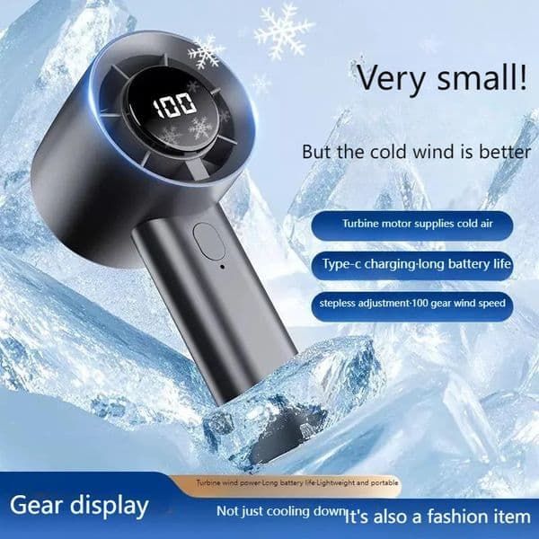 Portable Mini Handheld Fan with LED Display Semiconductor Refrigeration 100 Speeds USB Rechargeable Battery Outdoor Fan 260604