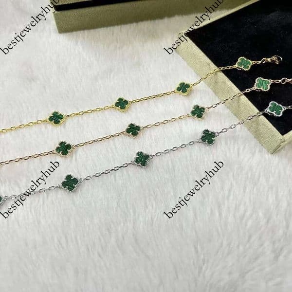 Designer Jewelry Vanly clif high-end version four-leaf clover bracelet, thick gold plating, mini six-flower red black agate, crystal