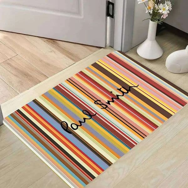 2026 new Luxury Designer Decor Paul Smith room Striped Doormat Multicolor Rainbow Rug With Signature Logo Non-Slip Entrance Mat For Fashion Home Deco 5