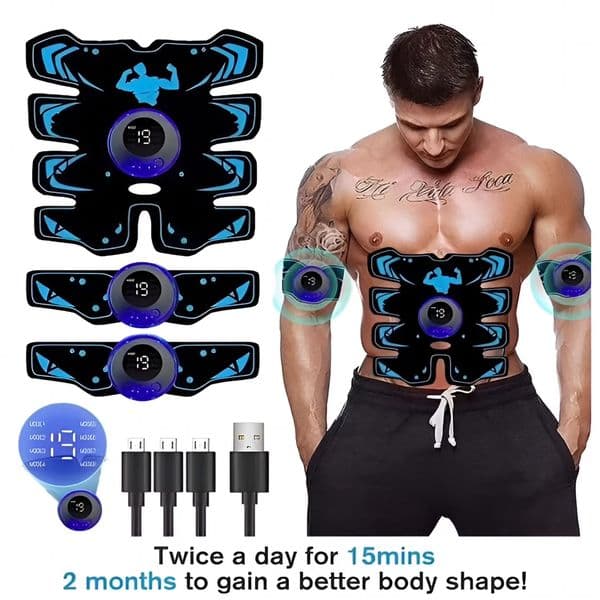 USB Rechargable Muscle Stimulator ABS Arm 3 IN 1 Trainer Pad Wireless Smart Fitness Abdominal Training Electric Body
