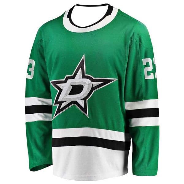 Hockey Jersey - Green with White/Black Accents Lindell 23 Star D Classic Striped Design Athletic Jersey 3d HD Prints C260605