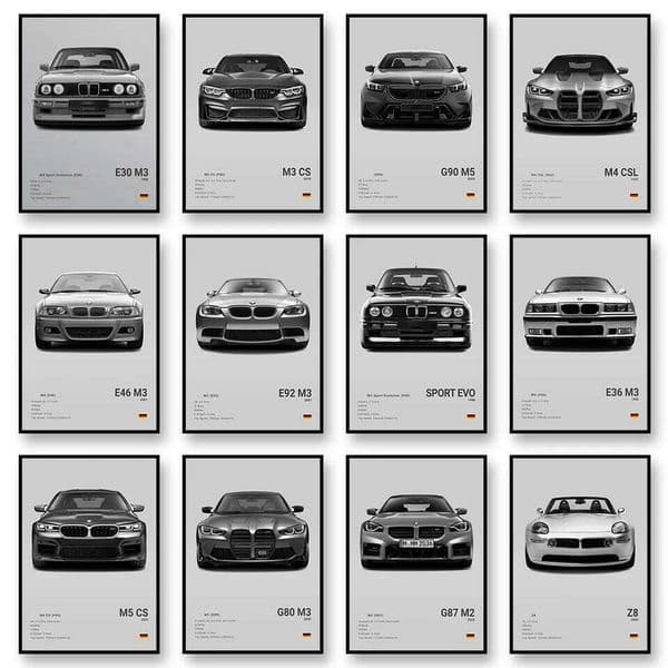 G80 M3C E39 Canvas Wall Art Print Poster M5 CS G87 M2 Sports Car Decorative Painting Modern Home Decor Gift Unframed 26L0605