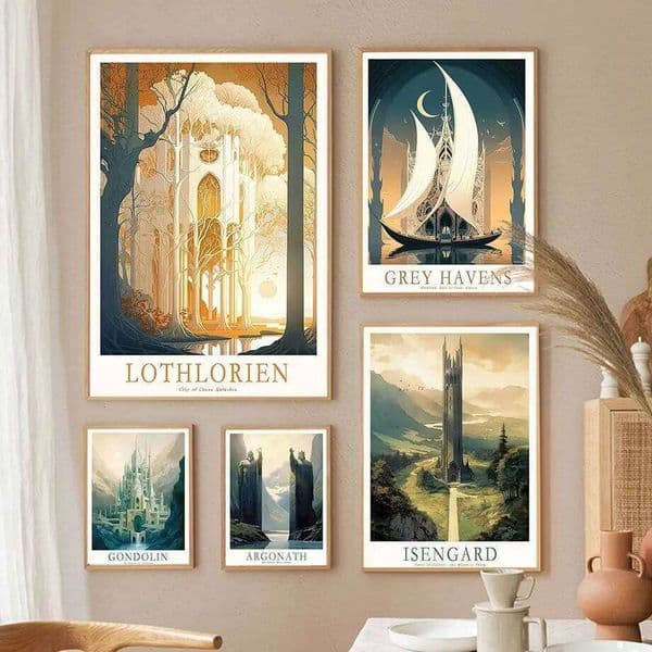 Ring Middle-Earth retro travel poster Dark Forest or Tank Tower movie Wall Art Canvas Painting Nordic Poster Living Room Decor 26L0605