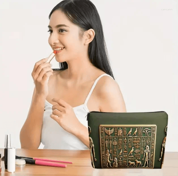 Cosmetic Bags A Egyptian Hieroglyphic Makeup Bag - Cute Multi-functional Zipper Pouch For Women Jewelry Storage Perfect Travel Sm