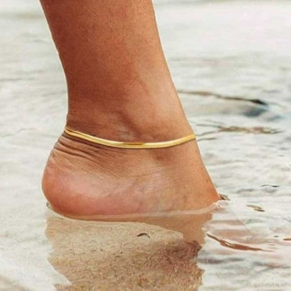 blade Stainless steel chain anklet 2mm 3mm wide flat snake unisex jewelry body chain waist chain L260603BF78