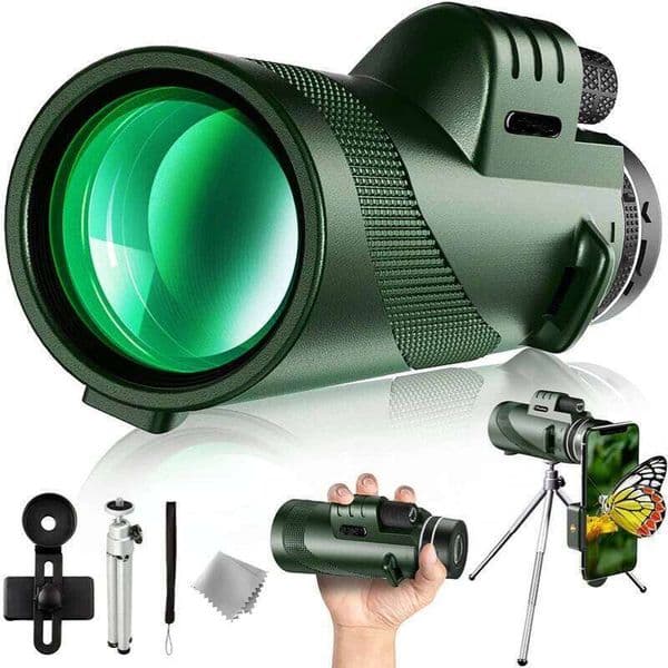 80x100 HD ZOOM Monocular Portable Powerful Binoculars Long Range Telescope For Hunting Camping With Tripod Phone Clip W260605