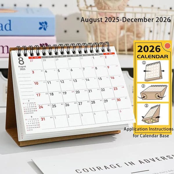 2026 Simple Double Coil Flip Desk Calendar Desktop Ornament Office Planner Memo Pad Calendar -2026 Planner 260604