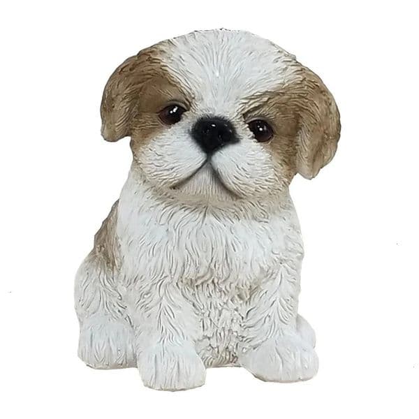 Yard landscape Decor Resin Shih Tzu Statue - Realistic Puppy Sculpture For Home & Garden Decor Garden Ornament 2
