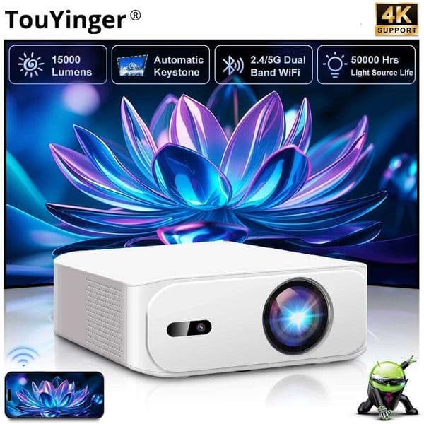 Touyinger L9 portable Projector Full HD 800 ANSI Lumens Short Throw 4K Decode Android Smart TV Video Home Theater Mini Beam 26L0605