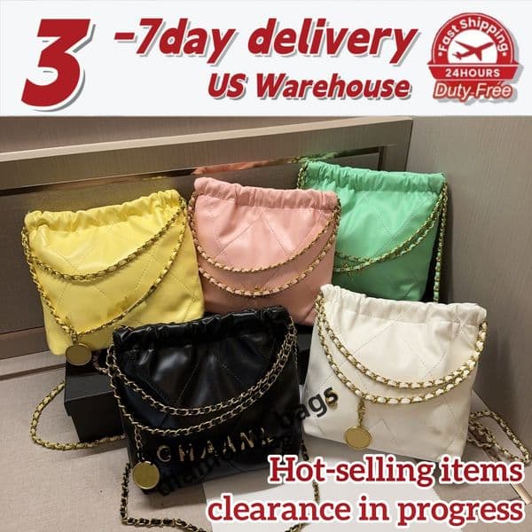 Designer bag shoulder bag luxury bag diamond grid patterned quilted metal chaintote bag mini garbage bag fashion classic handbag diagonal cross bag wallet