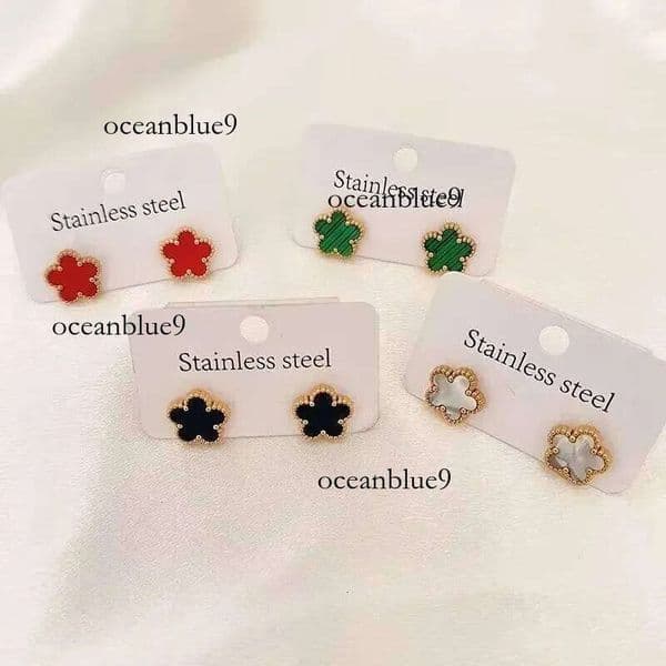 vanlys cleefflys earrings Luxury Classic Five Petal Flower Pendant Necklace Women's Jewelry Earrings Fashionable Stainless Steel Gift clover jewelry 5c8