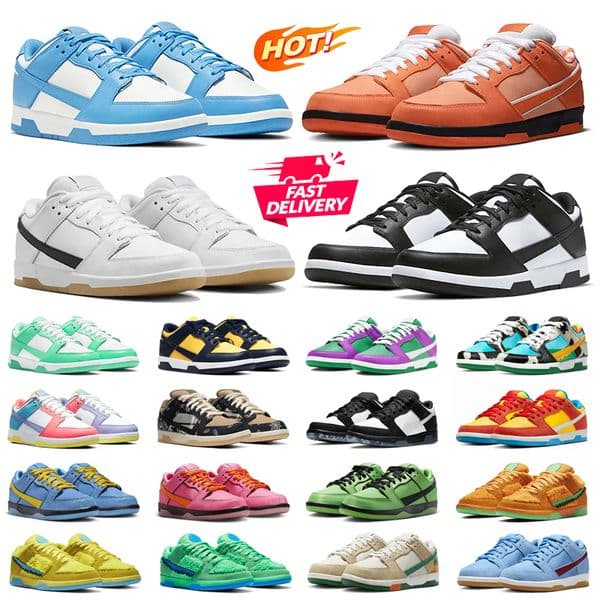 Designer Panda White Black Running Shoes Mens Trainers Rubber Leather Grey Fog Splicing Womens Sneakers Orange lobster Outdoor shoes Free shipping