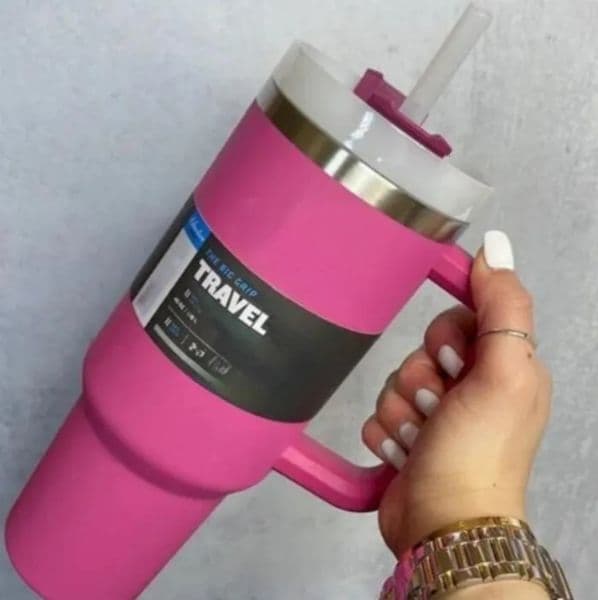 Luxury room Designer Decor 40Oz Pink Tumblers Cup With Handle Insulated Stainless Steel Lids Straw Car Travel Mugs Coffee Tumbler Termos Cup 30