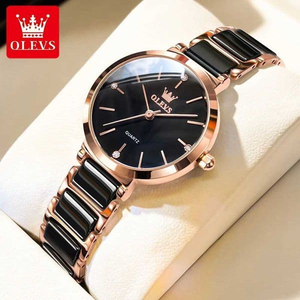 OLEVS New Fashion Ceramics Watchstrap Quartz Women Watch Waterproof Luxury Brand Watch For Women Date Clock Gift C260605