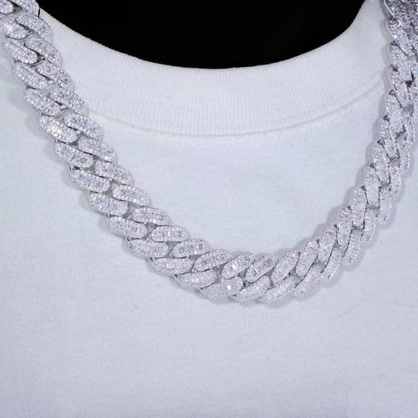 15mm Zircon Cuban Link Chain Iced Out In hand-set Simulated Diamond Stones Bling Miami CZ Necklace Gift for HerHim 260604
